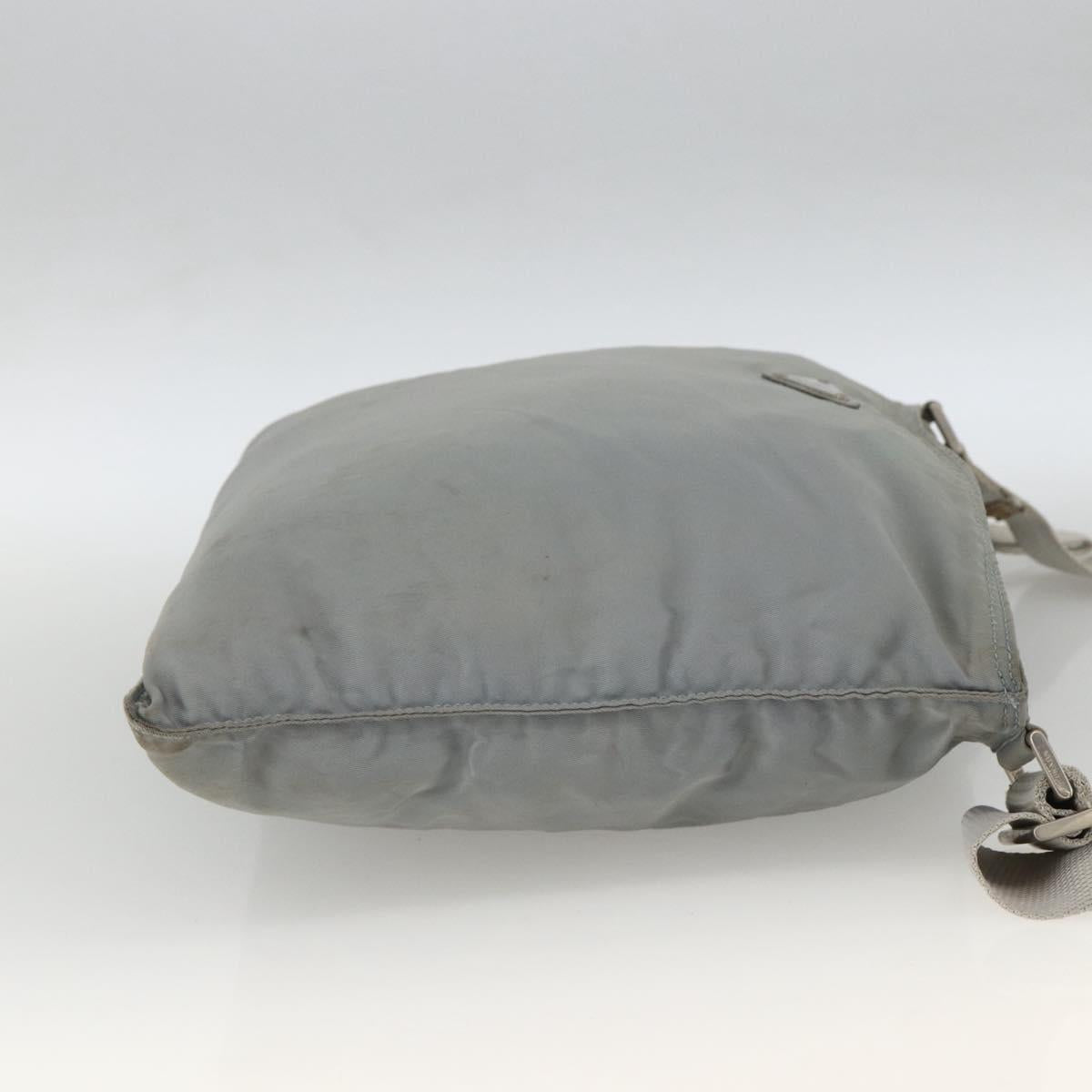 PRADA Shoulder Bag Nylon Gray Silver Auth 174005