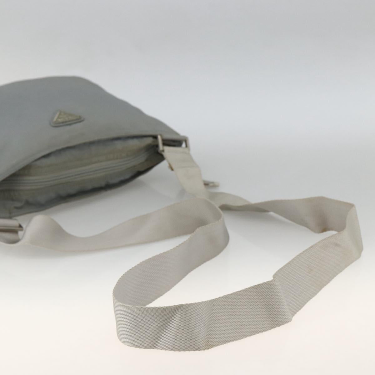 PRADA Shoulder Bag Nylon Gray Silver Auth 174005