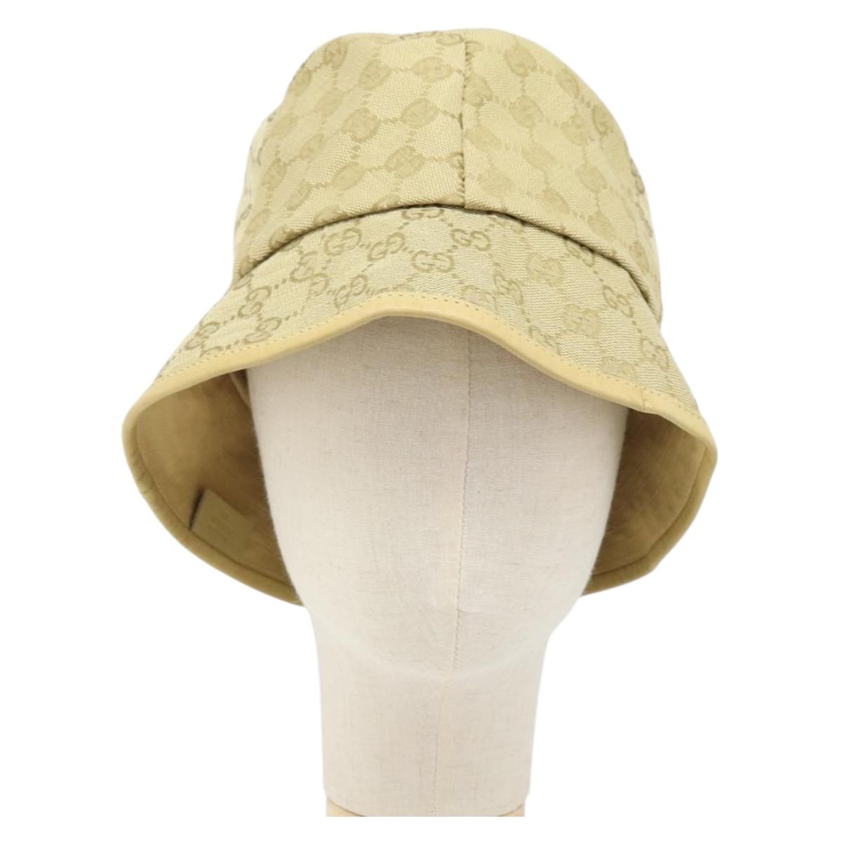 GUCCI GG Canvas Bucket hat Hat Beige Auth 174012A