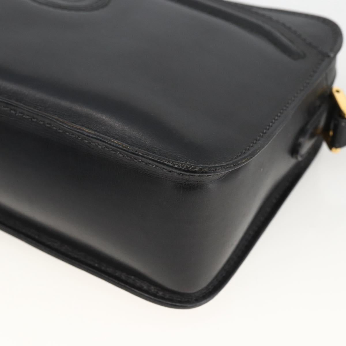 GUCCI Shoulder Bag Leather Black Gold 007 256 0051 Auth 174016
