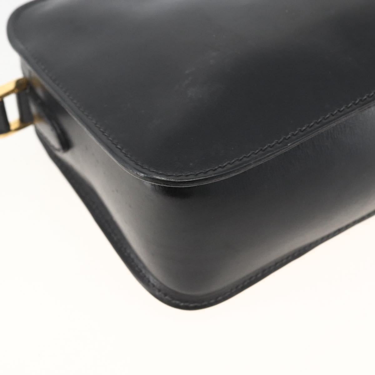 GUCCI Shoulder Bag Leather Black Gold 007 256 0051 Auth 174016