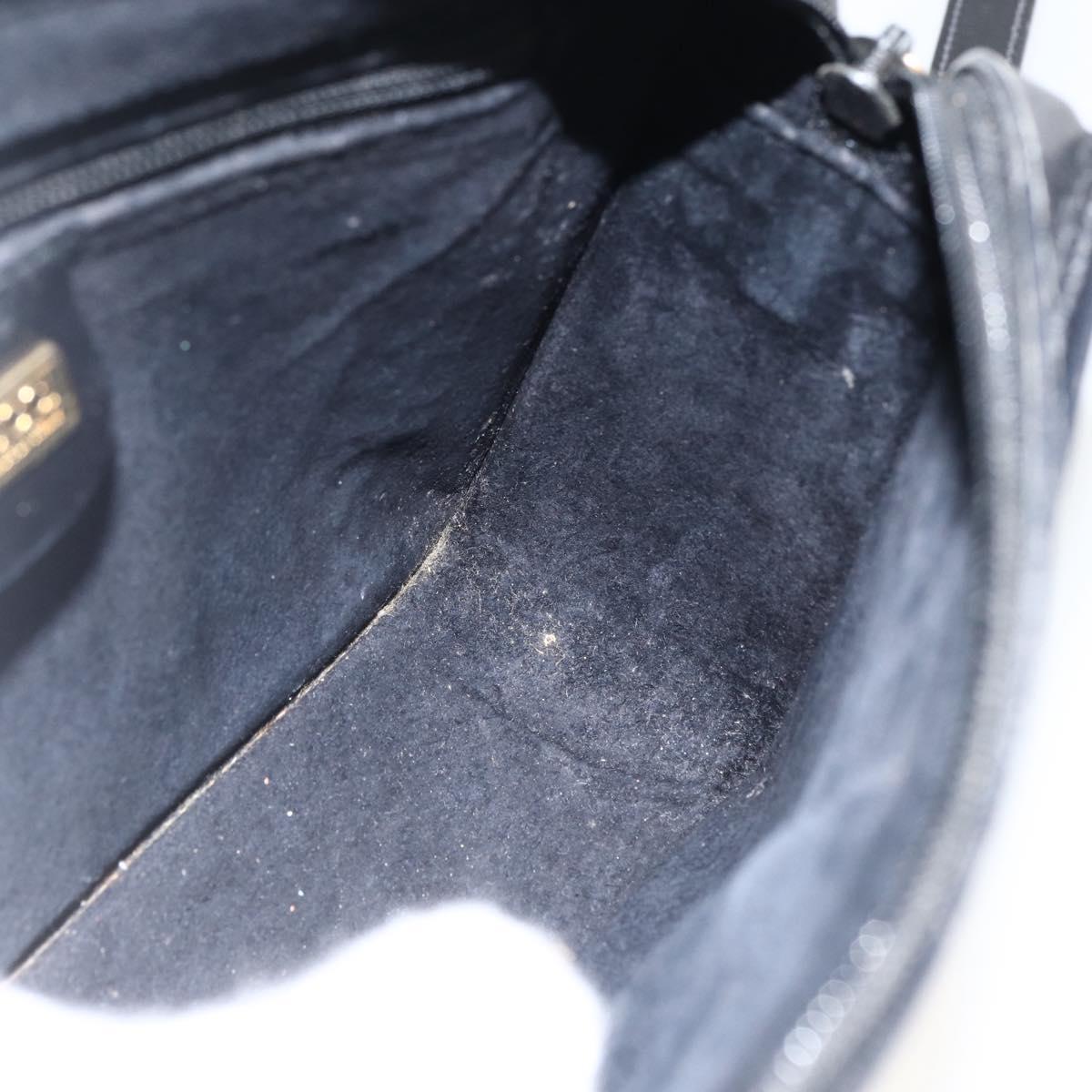 GUCCI Shoulder Bag Leather Black Gold 007 256 0051 Auth 174016