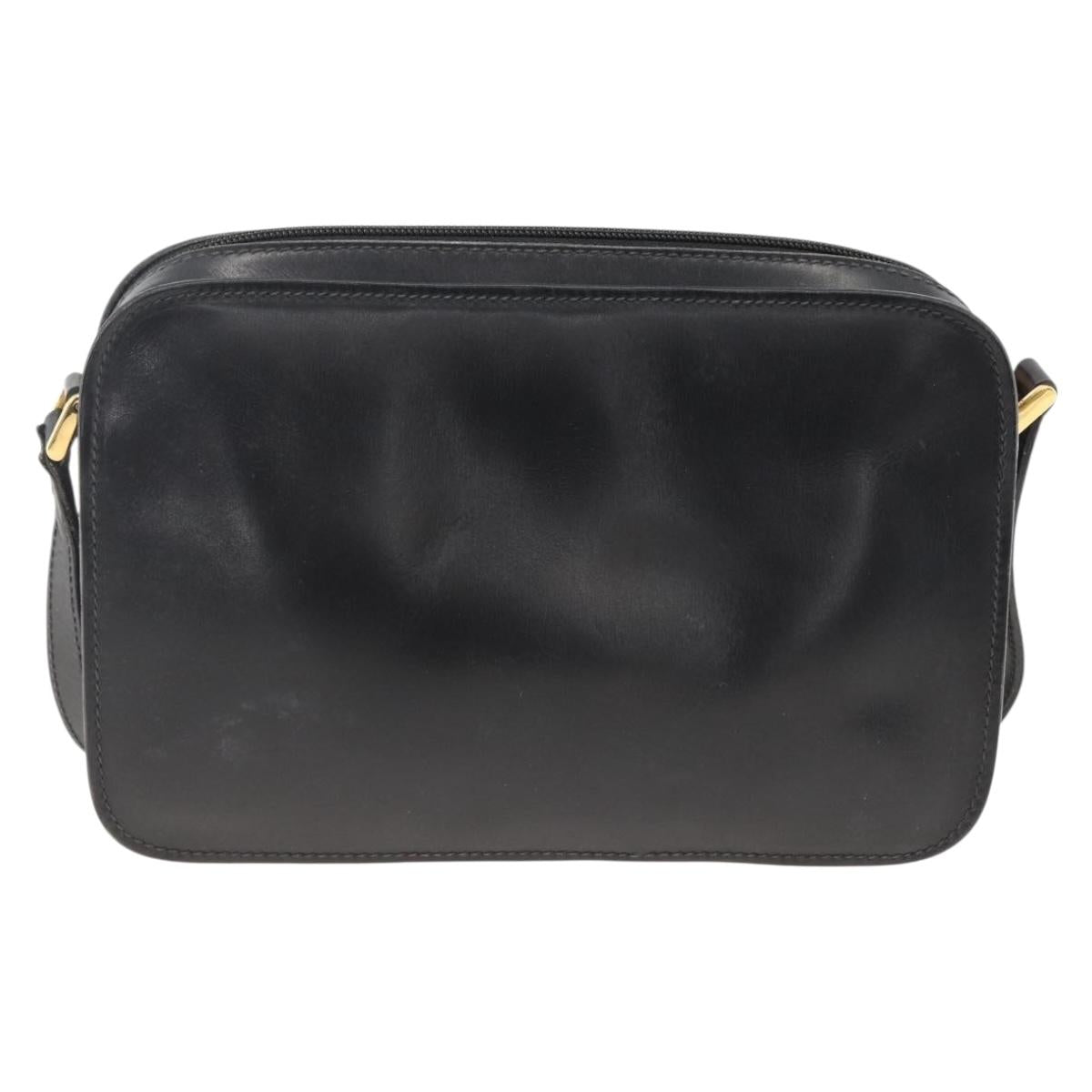 GUCCI Shoulder Bag Leather Black Gold 007 256 0051 Auth 174016