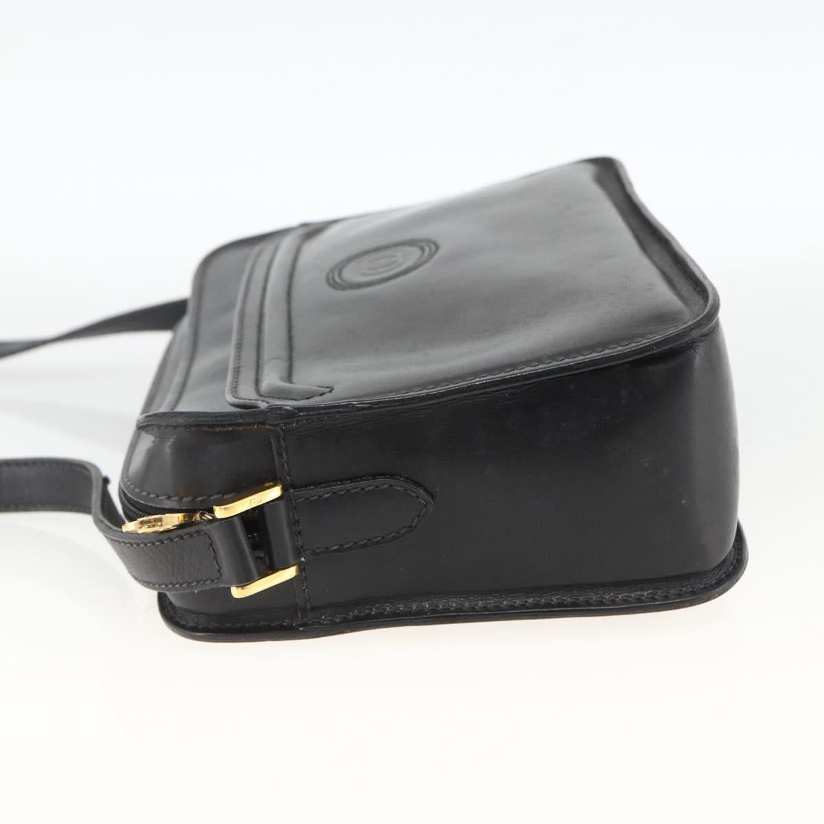 GUCCI Shoulder Bag Leather Black Gold 007 256 0051 Auth 174016