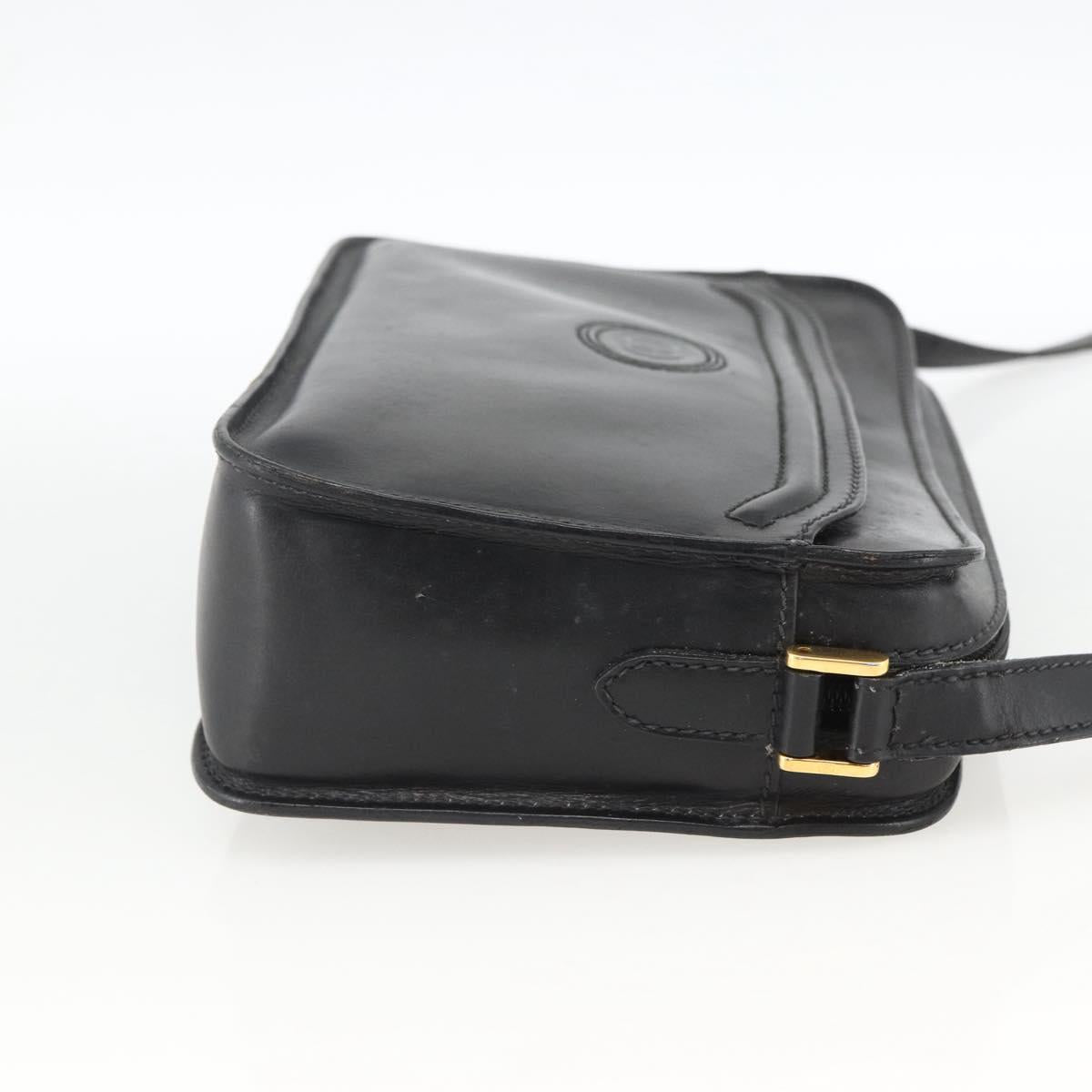 GUCCI Shoulder Bag Leather Black Gold 007 256 0051 Auth 174016