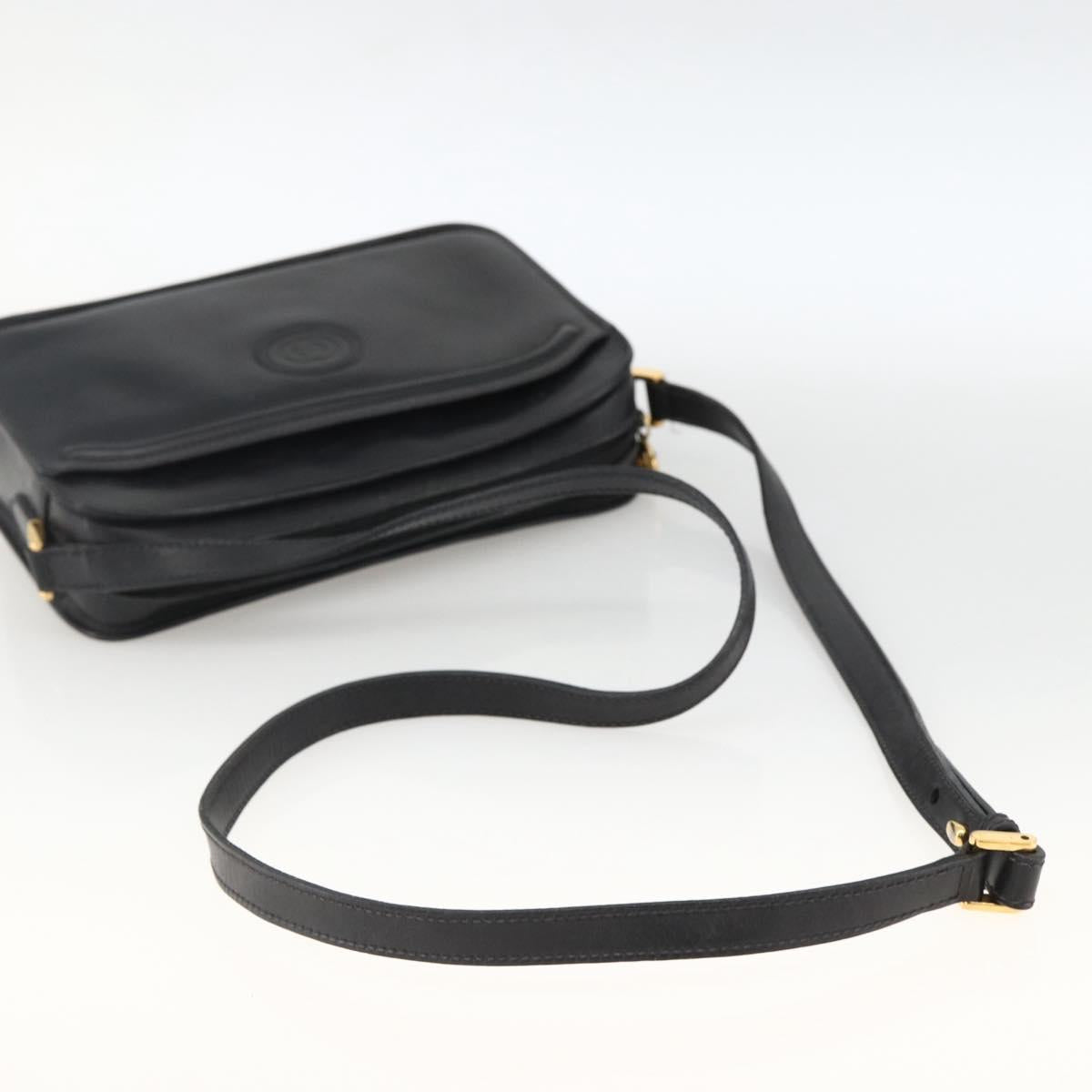 GUCCI Shoulder Bag Leather Black Gold 007 256 0051 Auth 174016