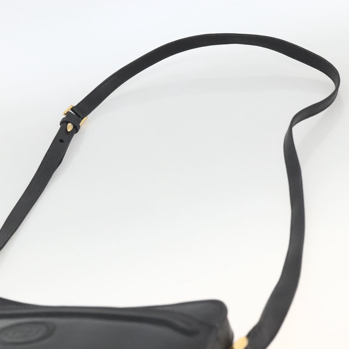 GUCCI Shoulder Bag Leather Black Gold 007 256 0051 Auth 174016