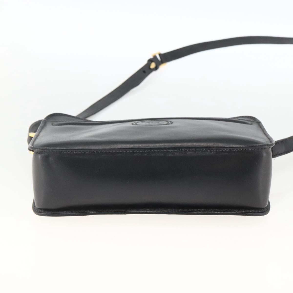 GUCCI Shoulder Bag Leather Black Gold 007 256 0051 Auth 174016