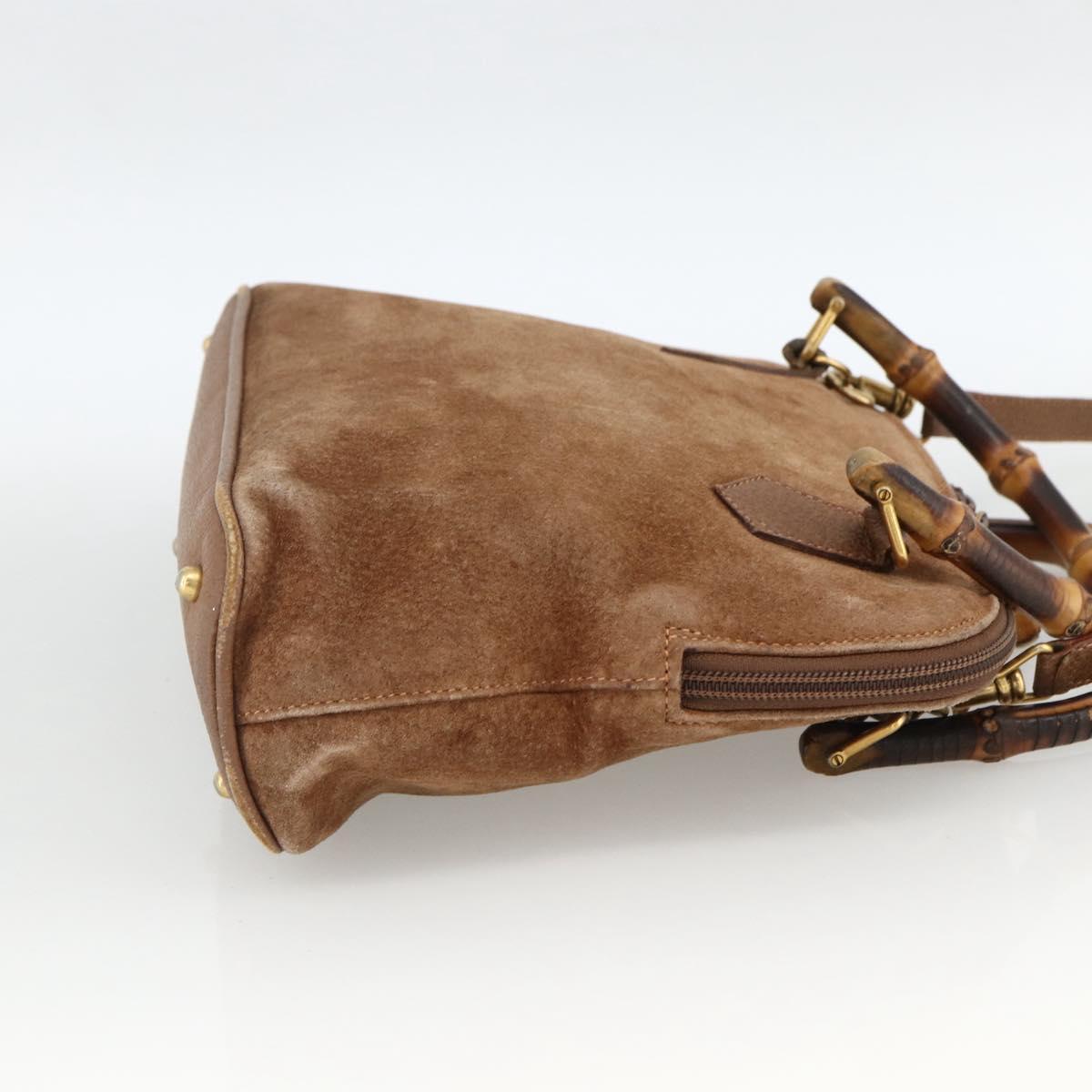 GUCCI Bamboo Hand Bag Suede 2way Brown 000 122 0290 Auth 174017