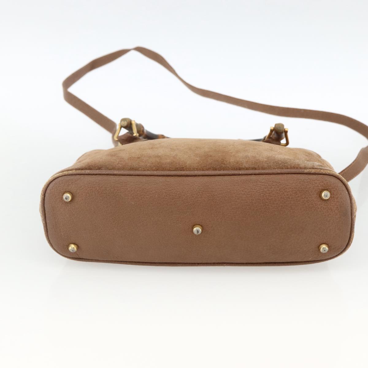 GUCCI Bamboo Hand Bag Suede 2way Brown 000 122 0290 Auth 174017