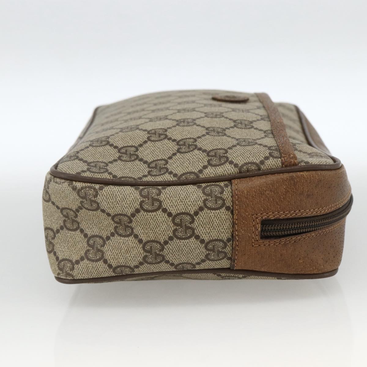 GUCCI GG Supreme Clutch Bag PVC Beige Gold 89 01 044 Auth 174019A