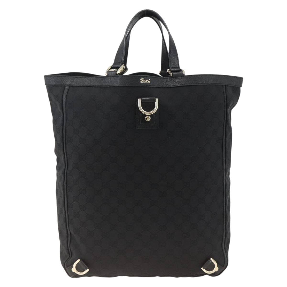 GUCCI GG Canvas Abbey Tote Bag Black Gold 130733 Auth 174036A