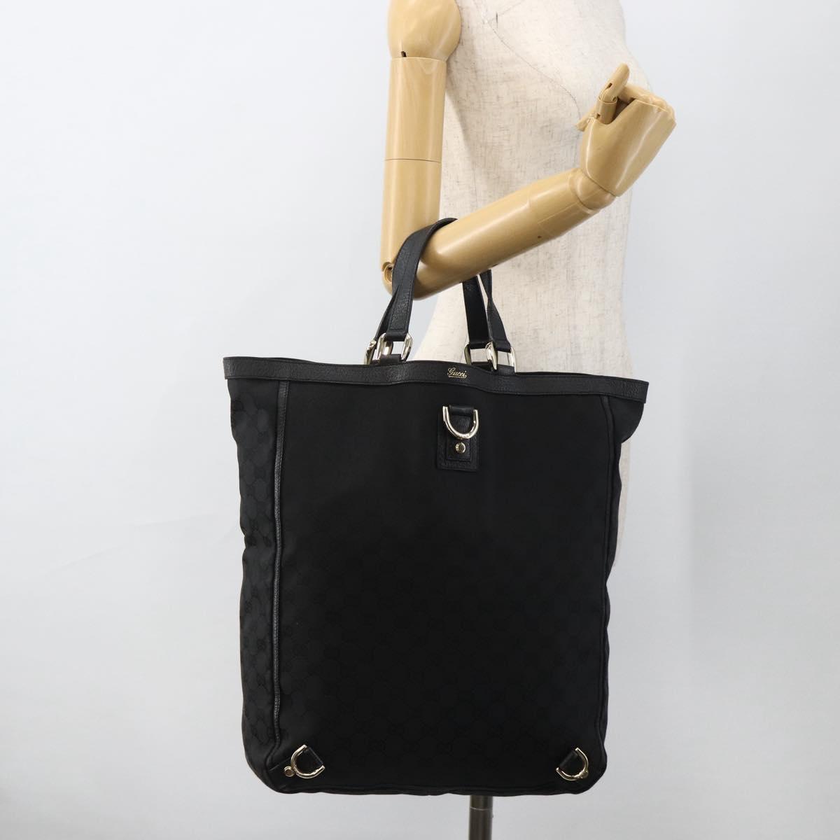 GUCCI GG Canvas Abbey Tote Bag Black Gold 130733 Auth 174036A