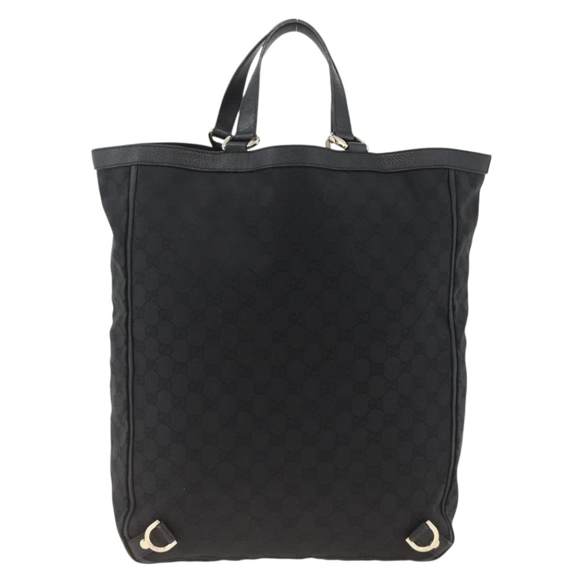 GUCCI GG Canvas Abbey Tote Bag Black Gold 130733 Auth 174036A