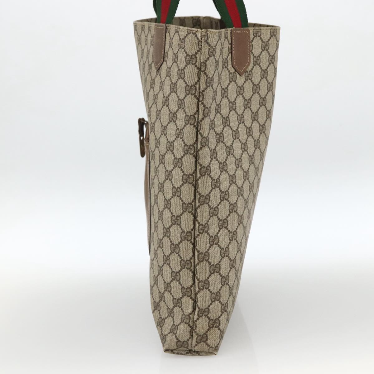 GUCCI GG Supreme Web Sherry Line Tote Bag Beige Auth 174038