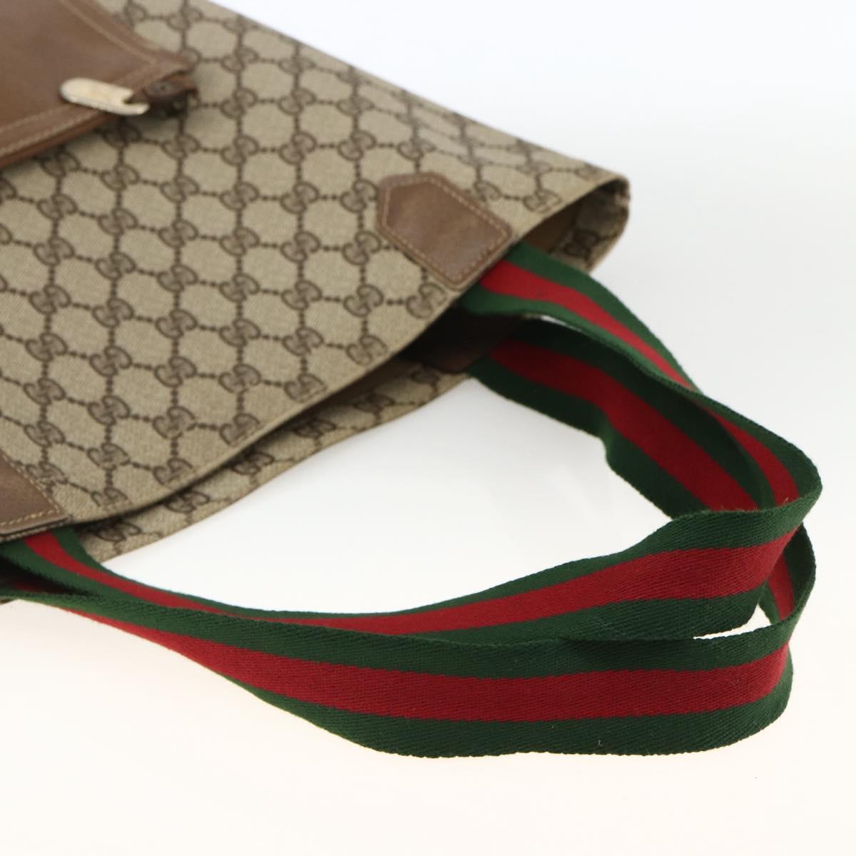 GUCCI GG Supreme Web Sherry Line Tote Bag Beige Auth 174038