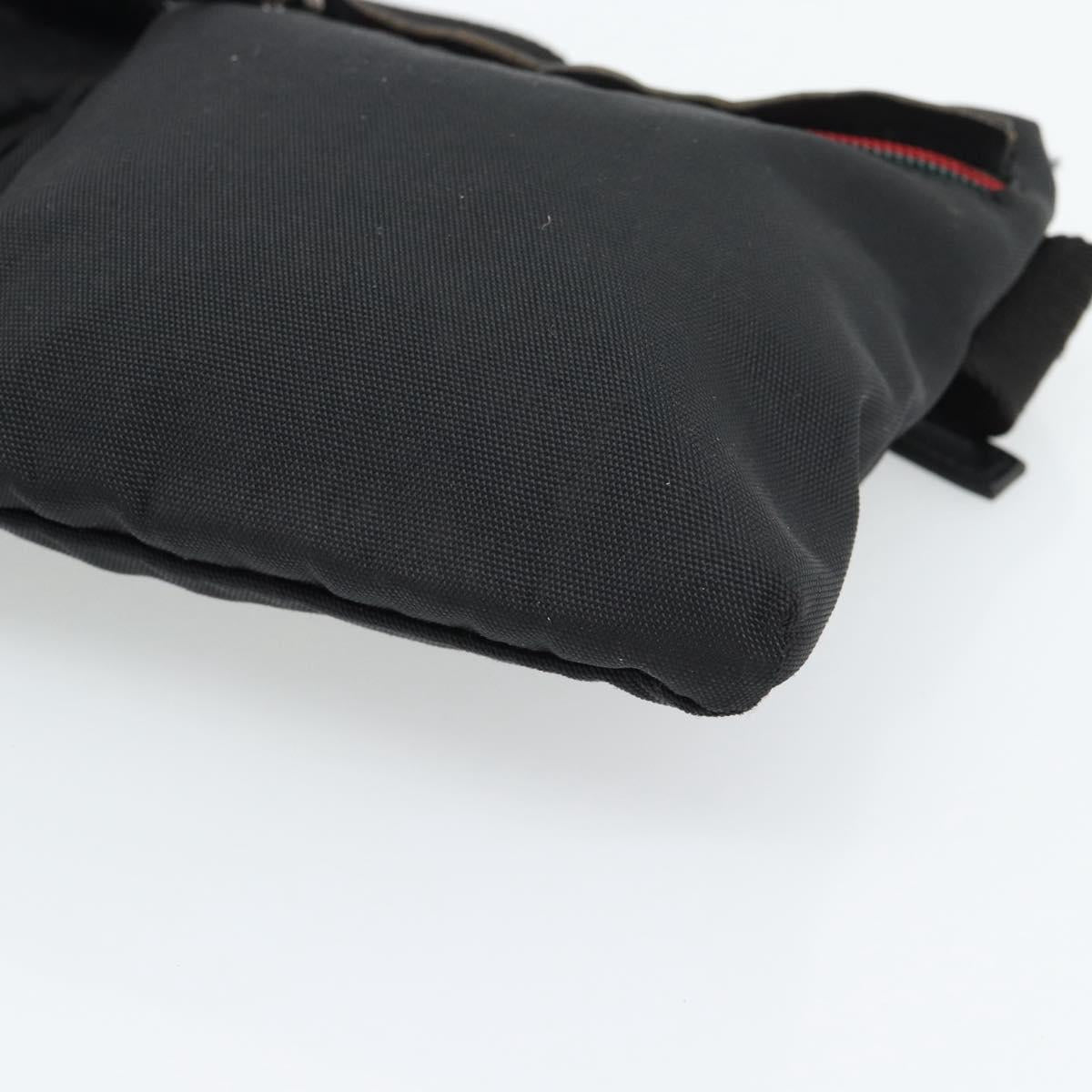 GUCCI Waist bag Nylon Black Silver 28566 Auth 174041