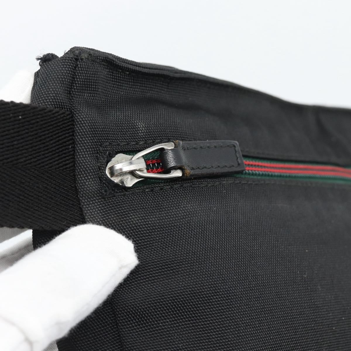 GUCCI Waist bag Nylon Black Silver 28566 Auth 174041