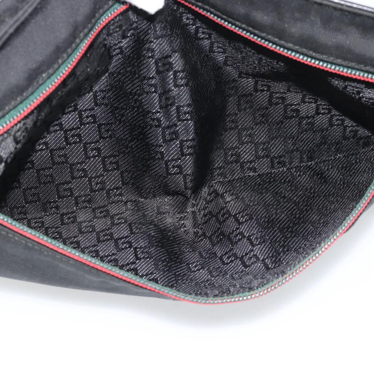 GUCCI Waist bag Nylon Black Silver 28566 Auth 174041