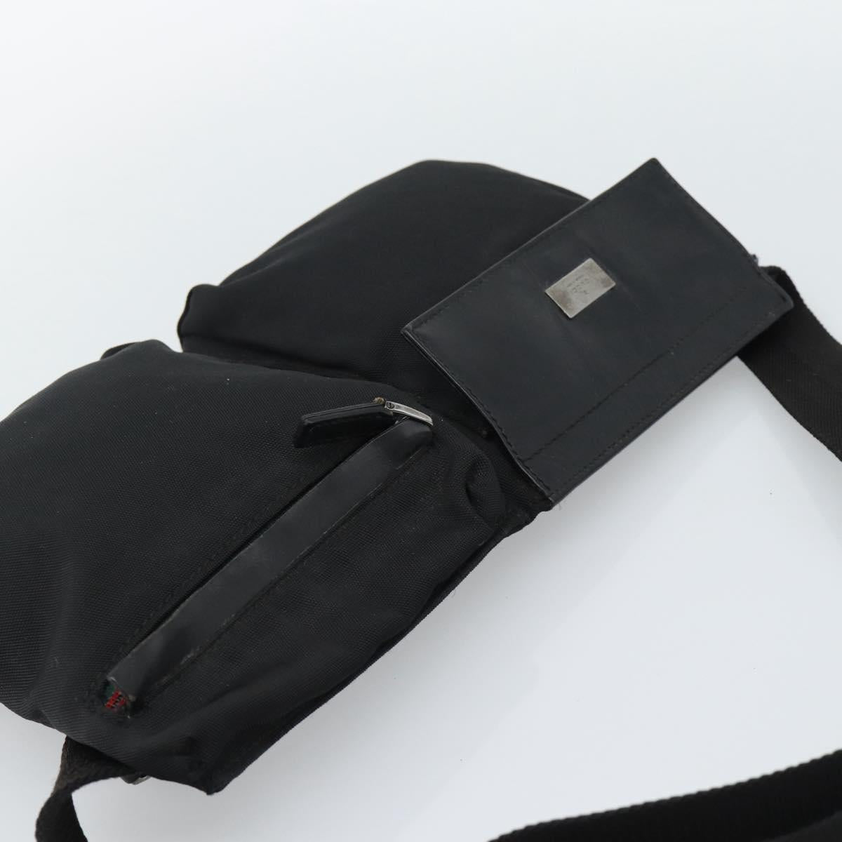 GUCCI Waist bag Nylon Black Silver 28566 Auth 174041