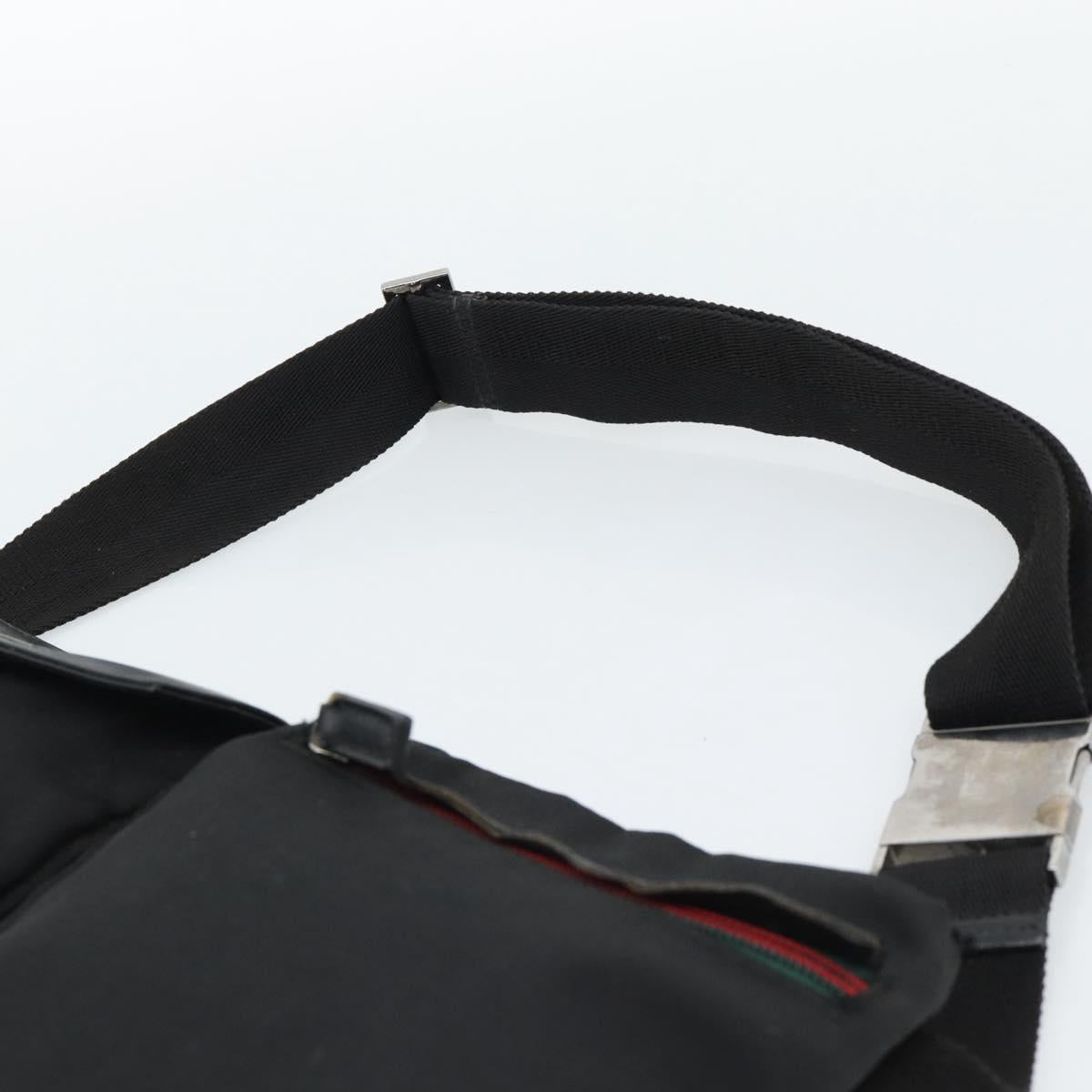 GUCCI Waist bag Nylon Black Silver 28566 Auth 174041
