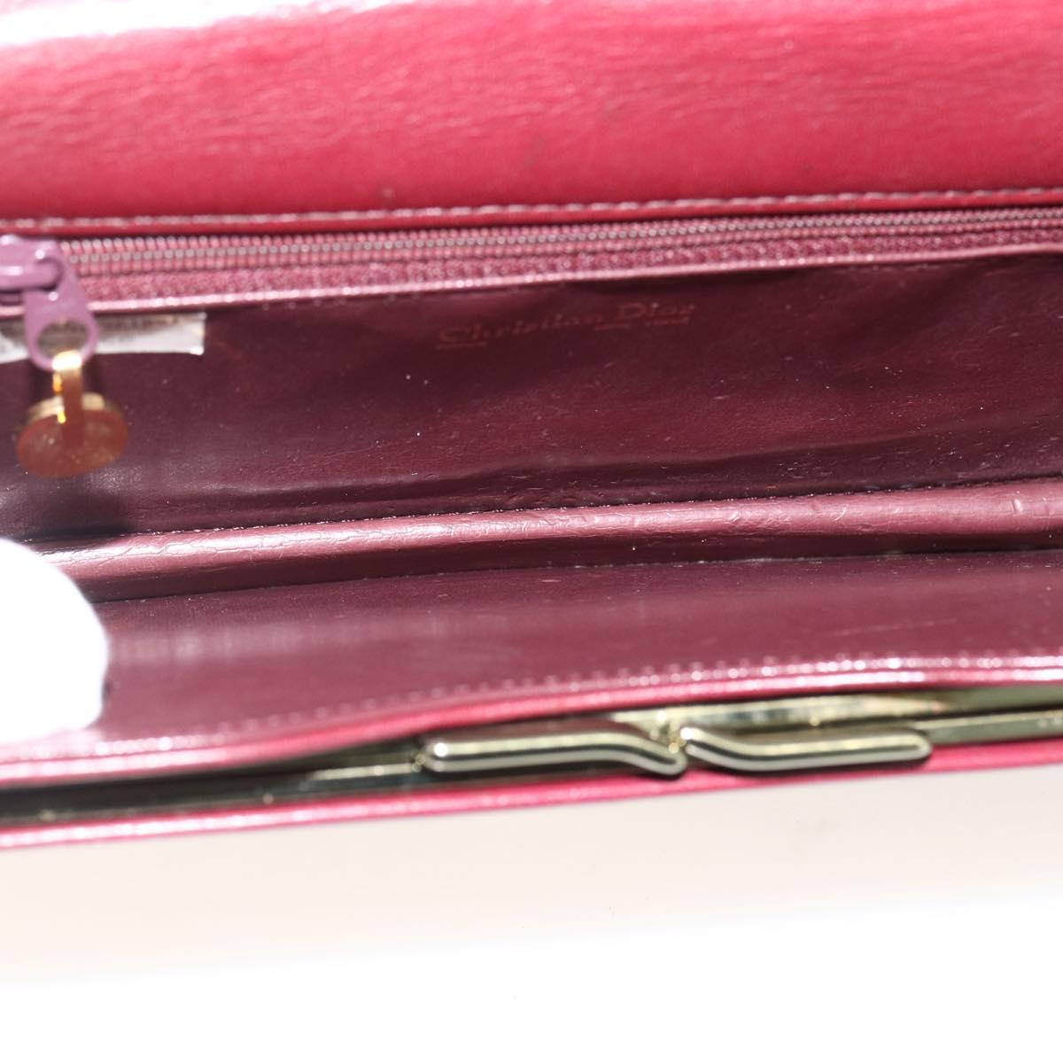 Christian Dior Chain Shoulder Bag Leather Bordeaux Gold Auth 174046A