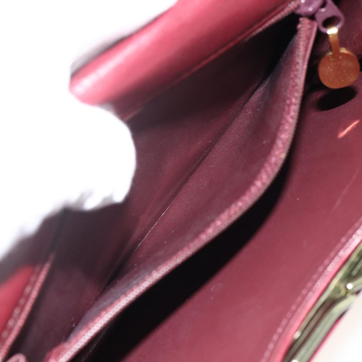 Christian Dior Chain Shoulder Bag Leather Bordeaux Gold Auth 174046A