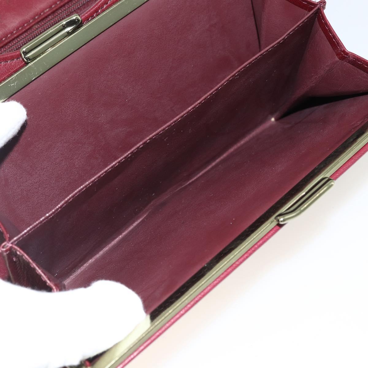 Christian Dior Chain Shoulder Bag Leather Bordeaux Gold Auth 174046A