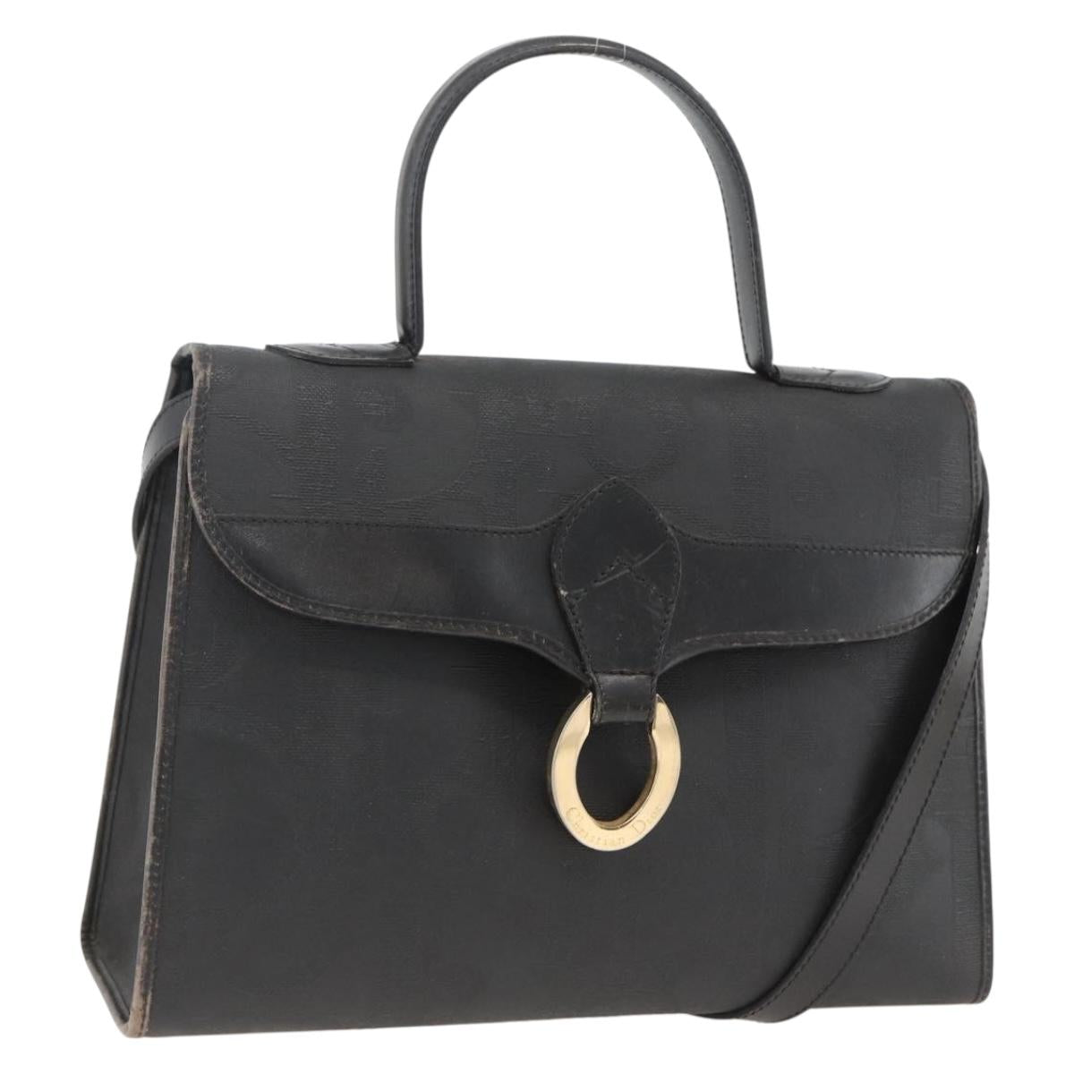 Christian Dior Trotter Canvas Hand Bag PVC Leather 2way Gold Black Auth 174047