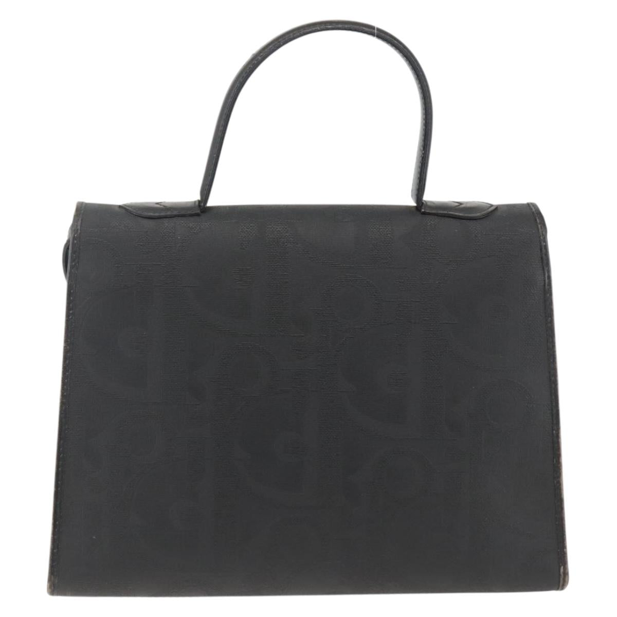 Christian Dior Trotter Canvas Hand Bag PVC Leather 2way Gold Black Auth 174047