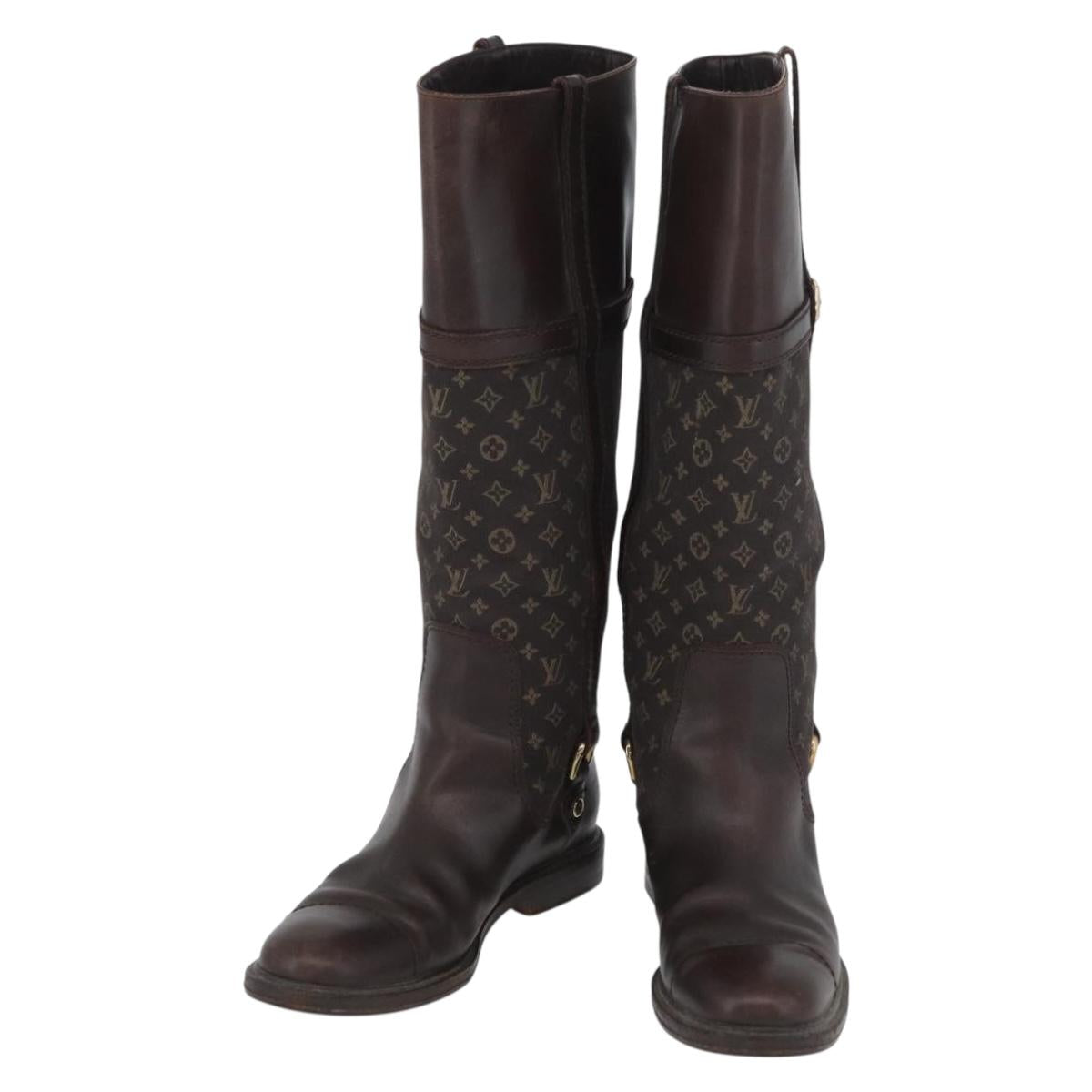 LOUIS VUITTON Monogram Idylle Boots 36 Dark Brown LV Auth 174048A