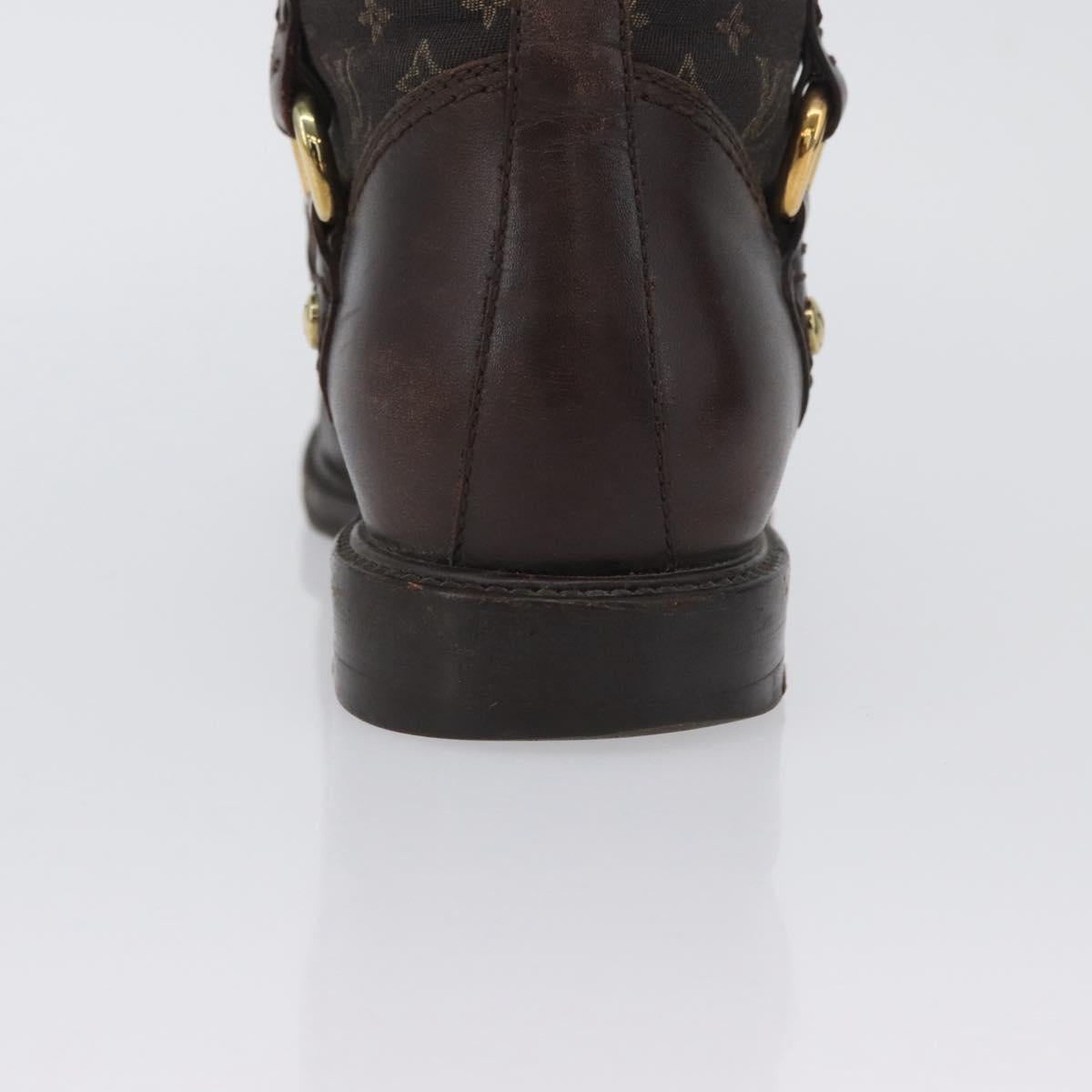 LOUIS VUITTON Monogram Idylle Boots 36 Dark Brown LV Auth 174048A