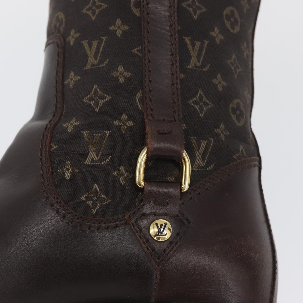 LOUIS VUITTON Monogram Idylle Boots 36 Dark Brown LV Auth 174048A