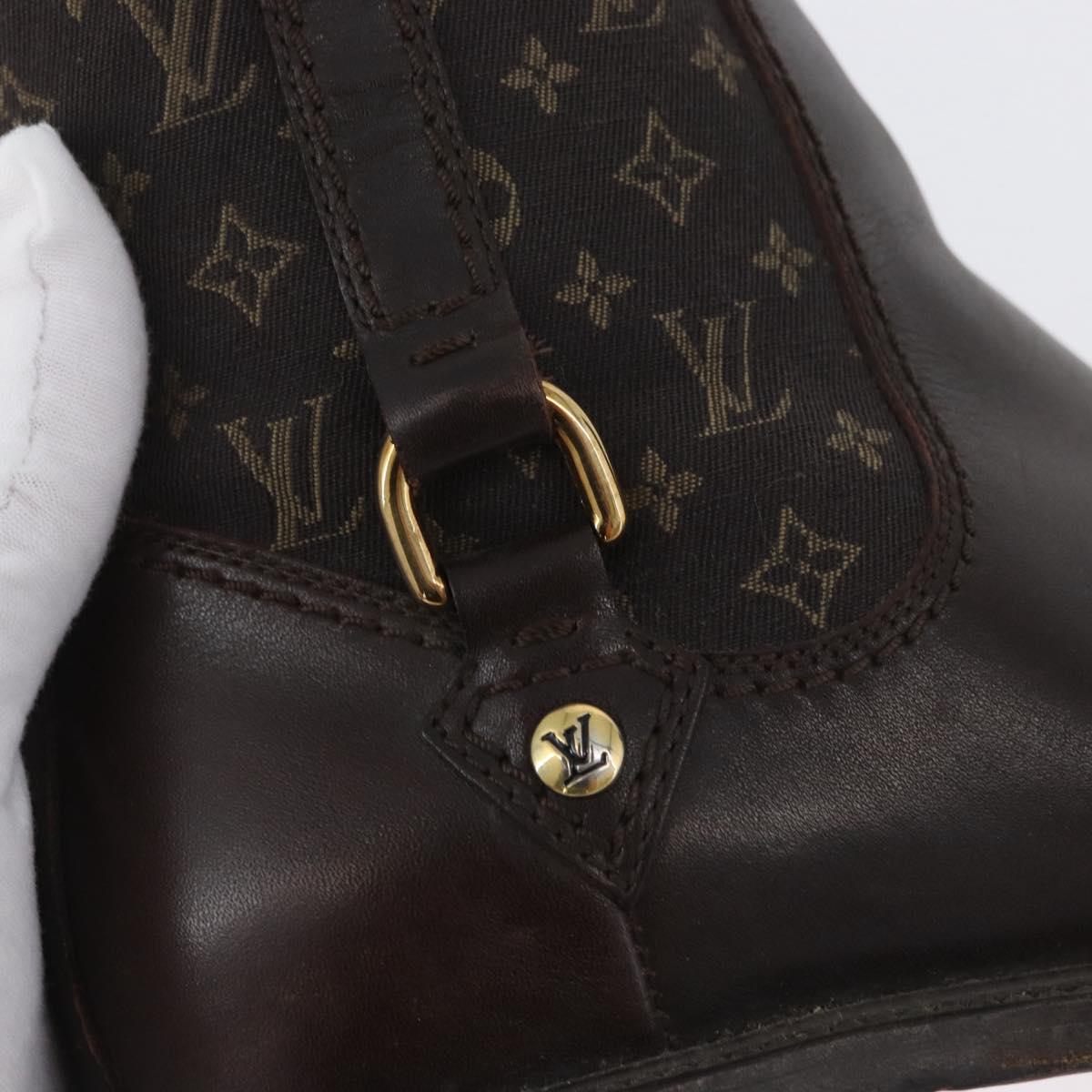LOUIS VUITTON Monogram Idylle Boots 36 Dark Brown LV Auth 174048A