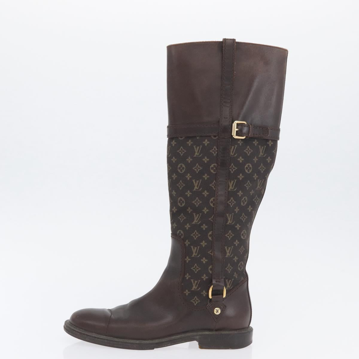 LOUIS VUITTON Monogram Idylle Boots 36 Dark Brown LV Auth 174048A