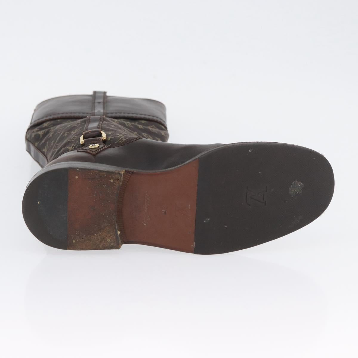LOUIS VUITTON Monogram Idylle Boots 36 Dark Brown LV Auth 174048A