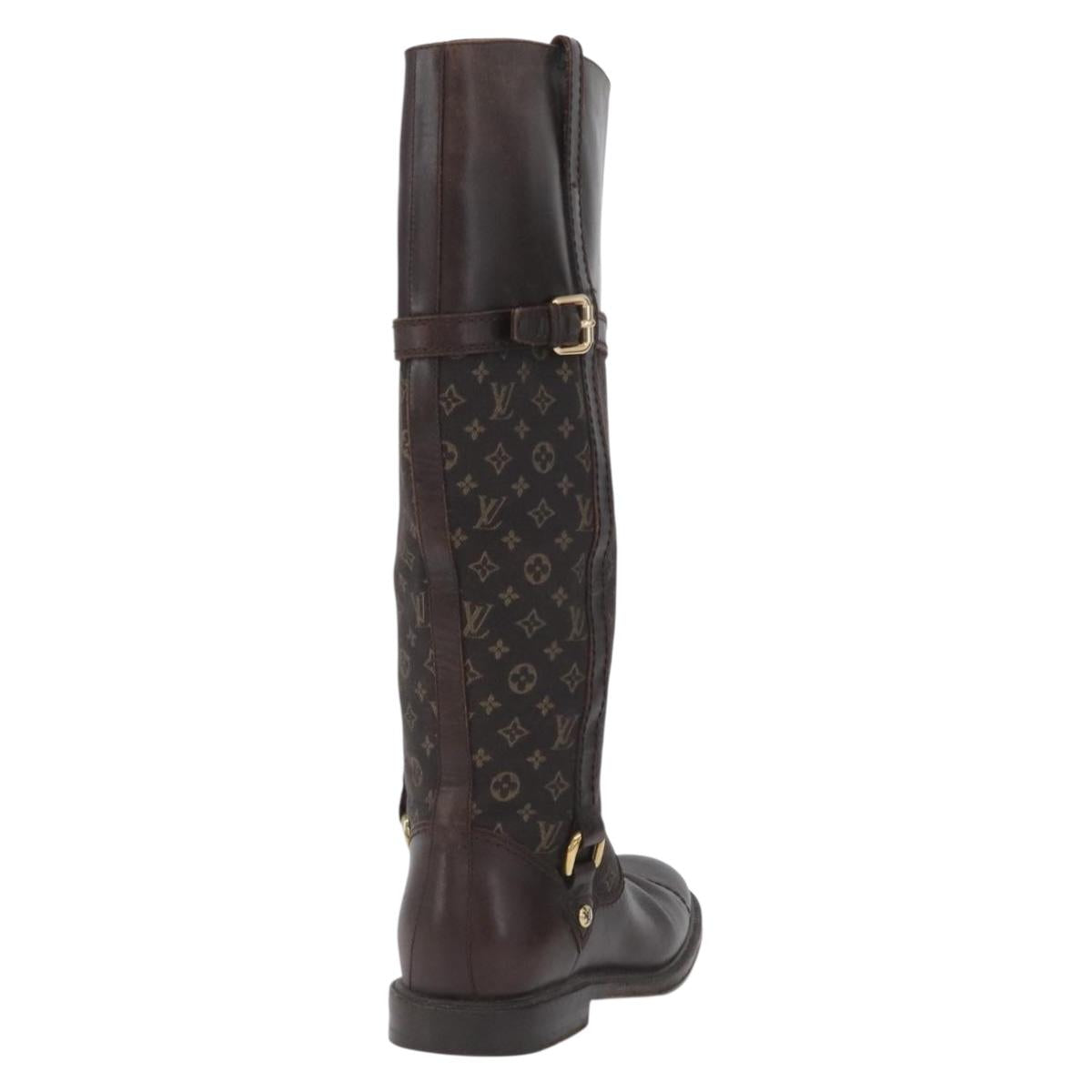 LOUIS VUITTON Monogram Idylle Boots 36 Dark Brown LV Auth 174048A