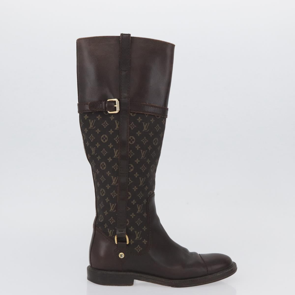 LOUIS VUITTON Monogram Idylle Boots 36 Dark Brown LV Auth 174048A