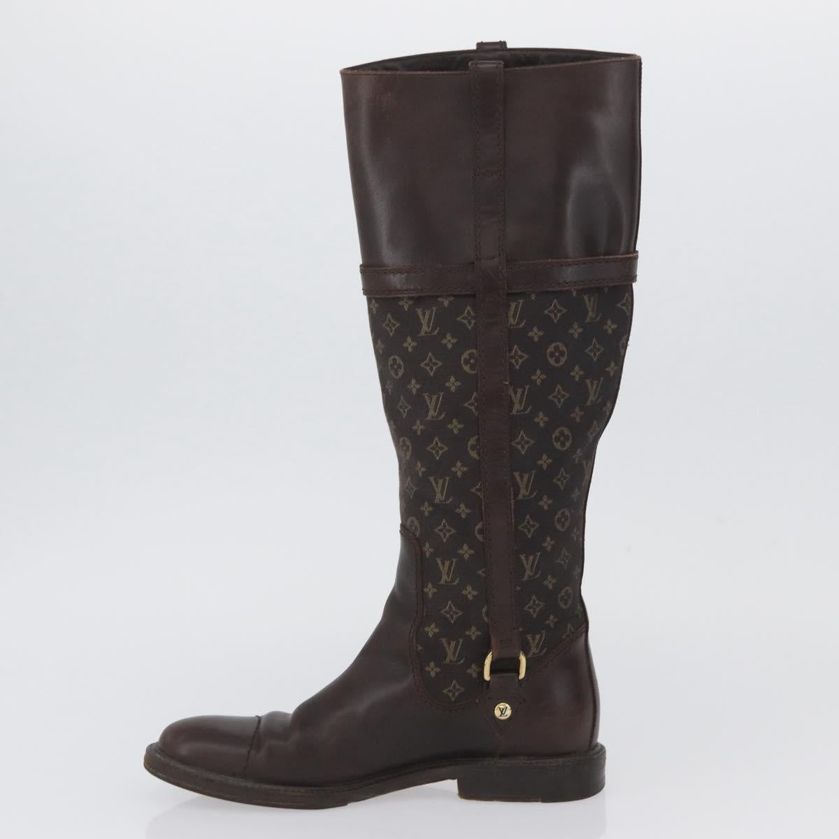 LOUIS VUITTON Monogram Idylle Boots 36 Dark Brown LV Auth 174048A
