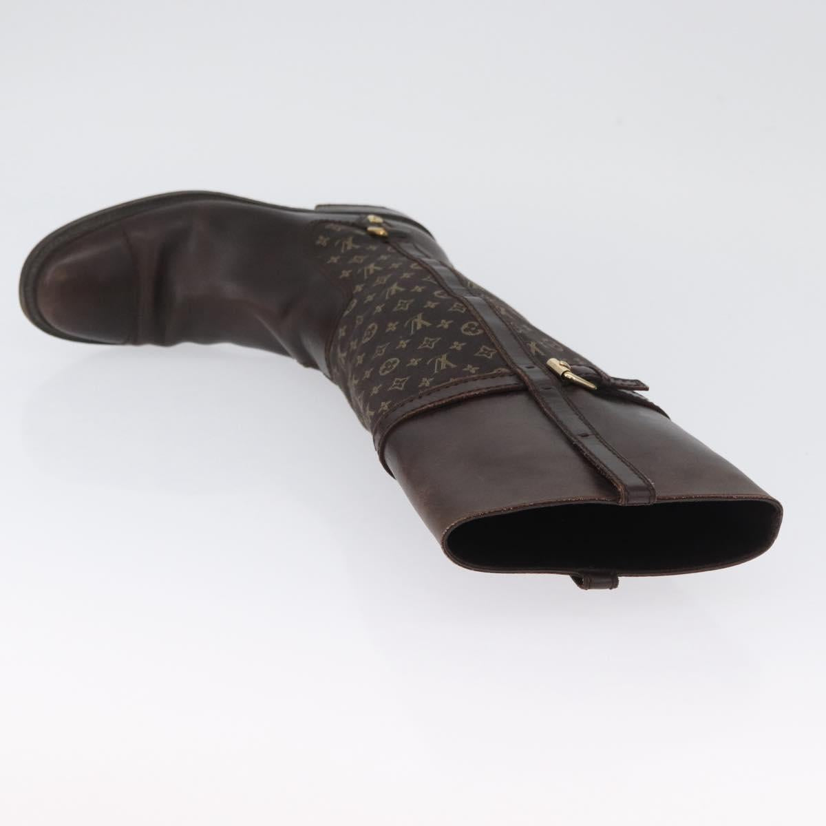 LOUIS VUITTON Monogram Idylle Boots 36 Dark Brown LV Auth 174048A
