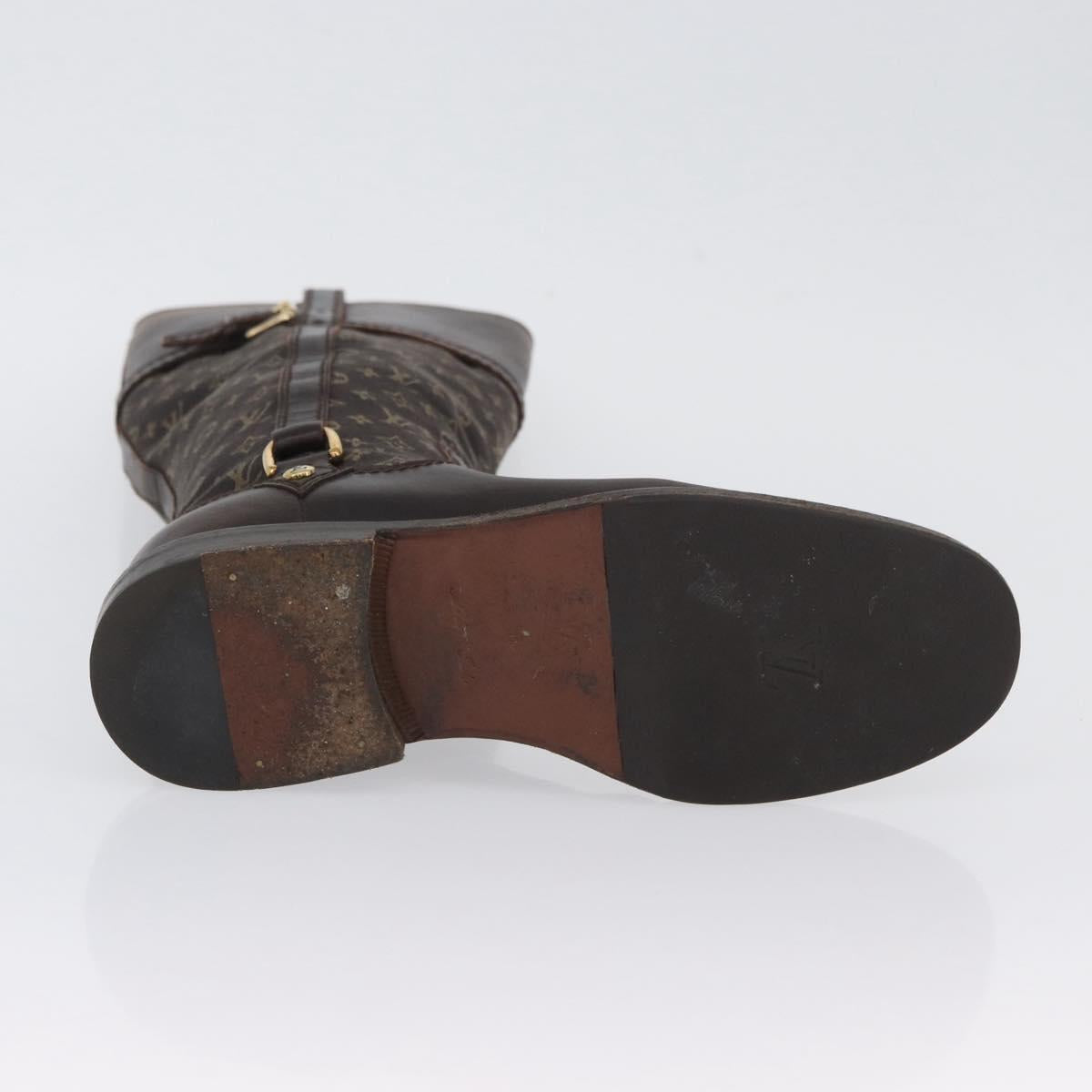 LOUIS VUITTON Monogram Idylle Boots 36 Dark Brown LV Auth 174048A