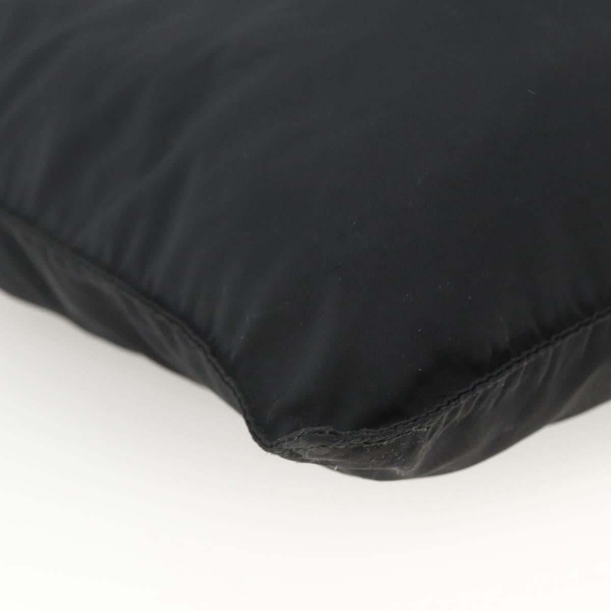 PRADA Tote Bag Nylon Black Silver Auth 174049