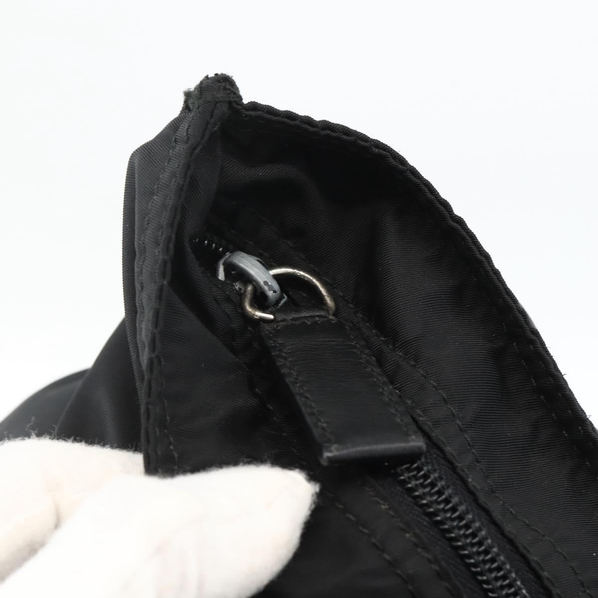 PRADA Tote Bag Nylon Black Silver Auth 174049