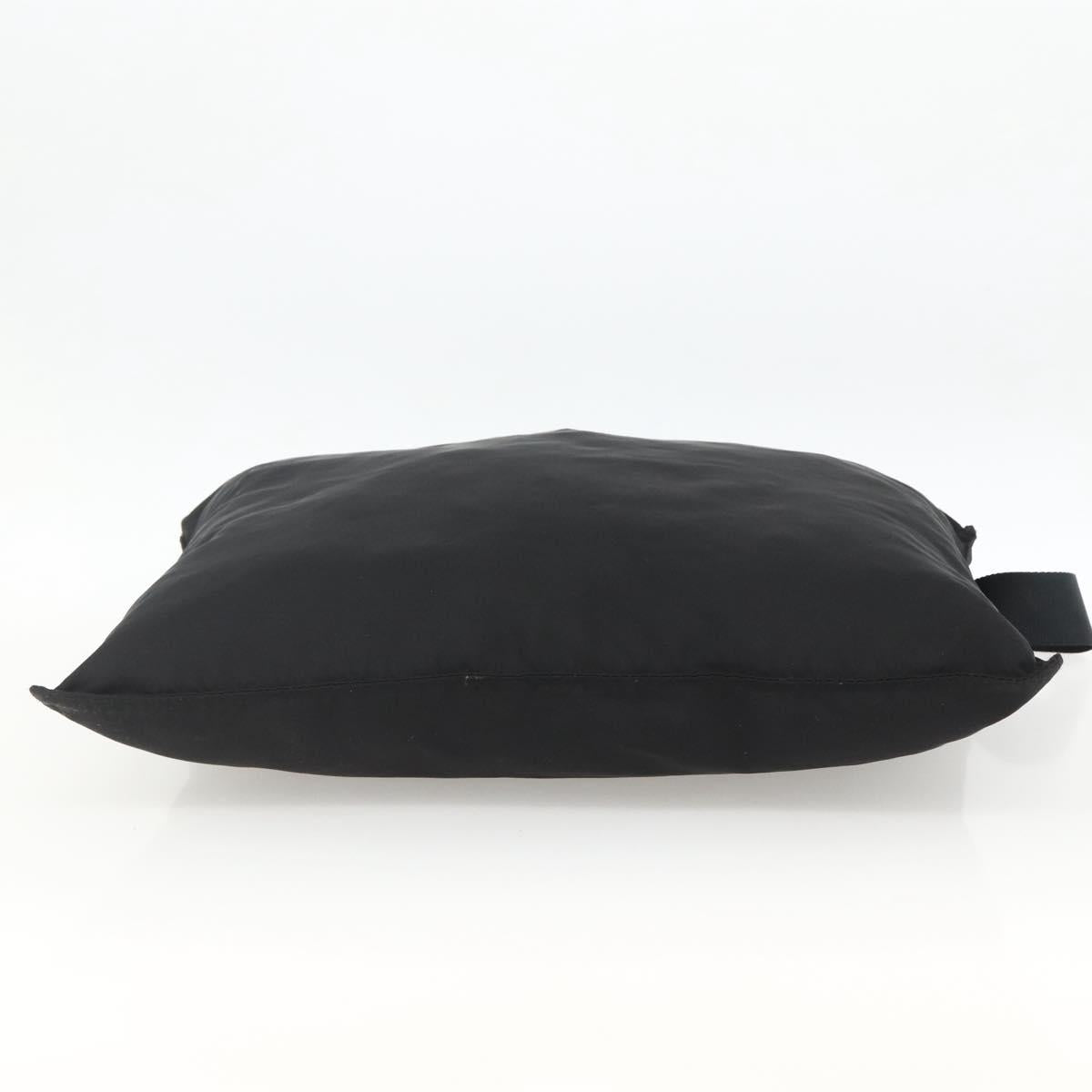 PRADA Tote Bag Nylon Black Silver Auth 174049