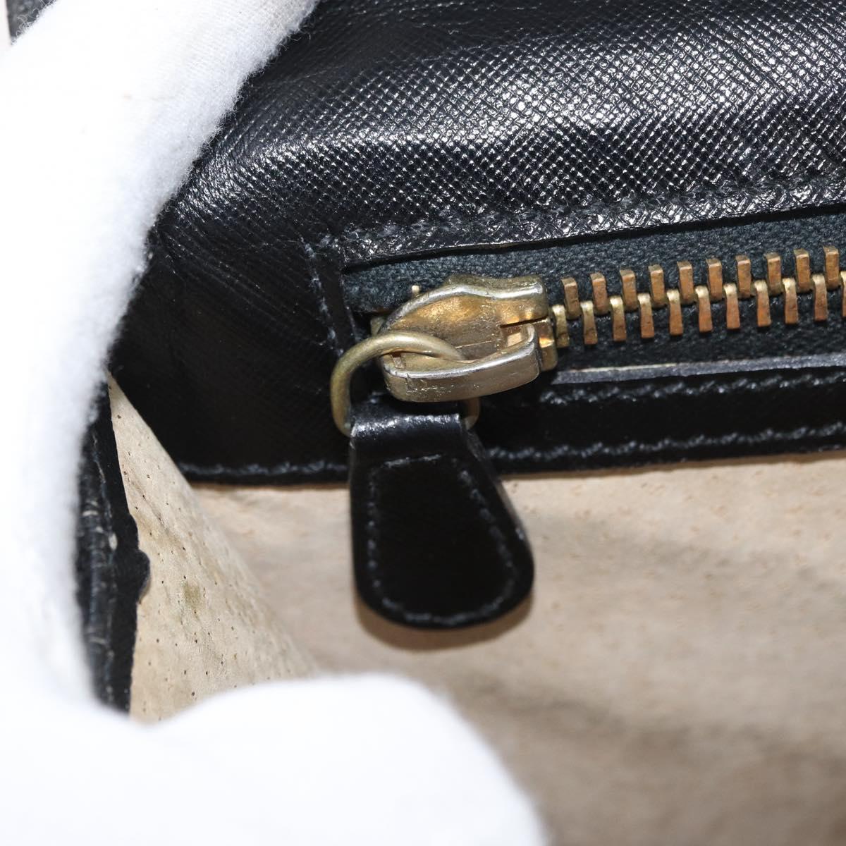 PRADA Safiano Leather Business Bag Black Gold Auth 174051
