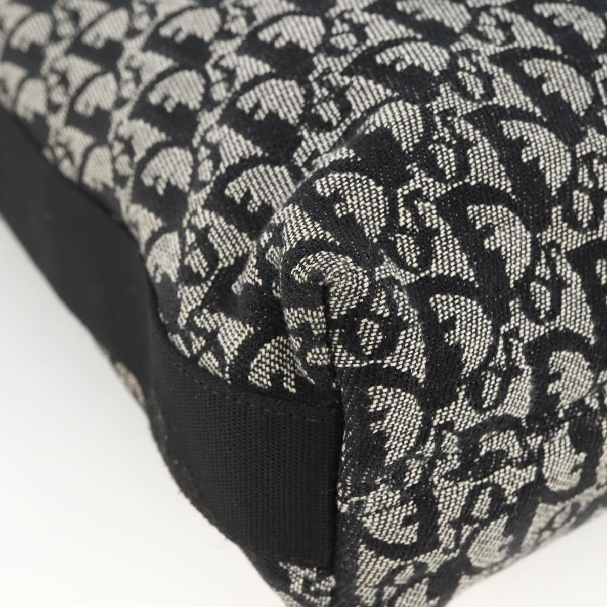 Christian Dior Trotter Canvas Shoulder Bag Black Silver Auth 174057A