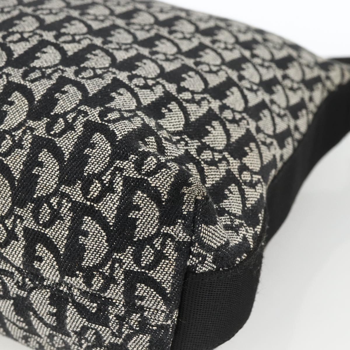 Christian Dior Trotter Canvas Shoulder Bag Black Silver Auth 174057A