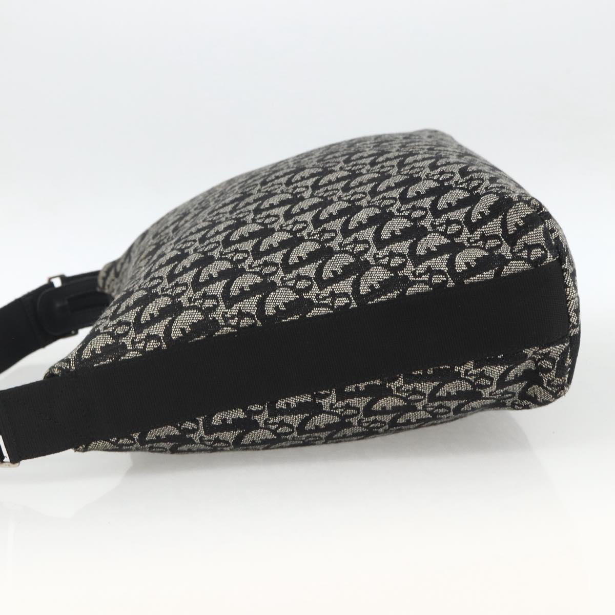 Christian Dior Trotter Canvas Shoulder Bag Black Silver Auth 174057A