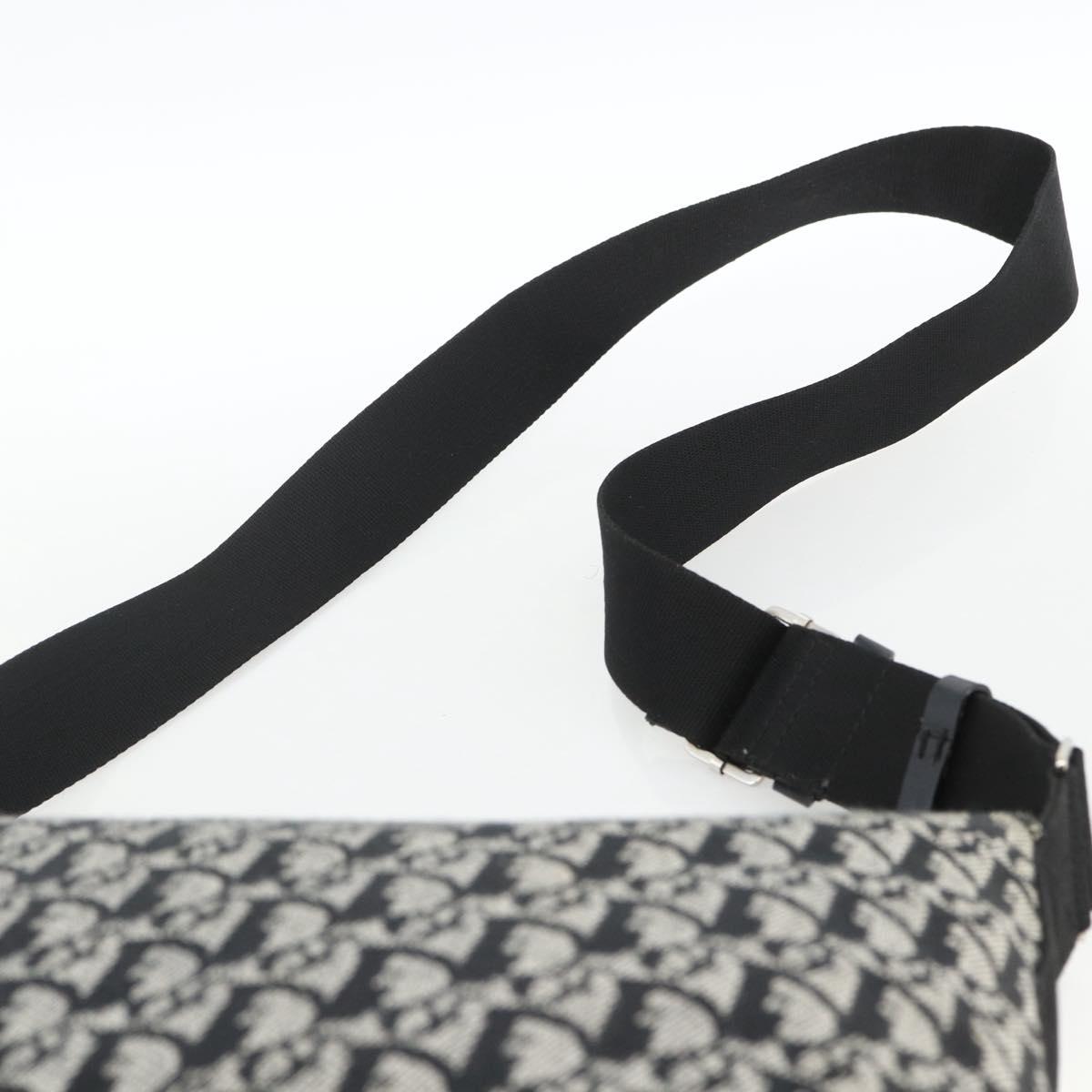 Christian Dior Trotter Canvas Shoulder Bag Black Silver Auth 174057A