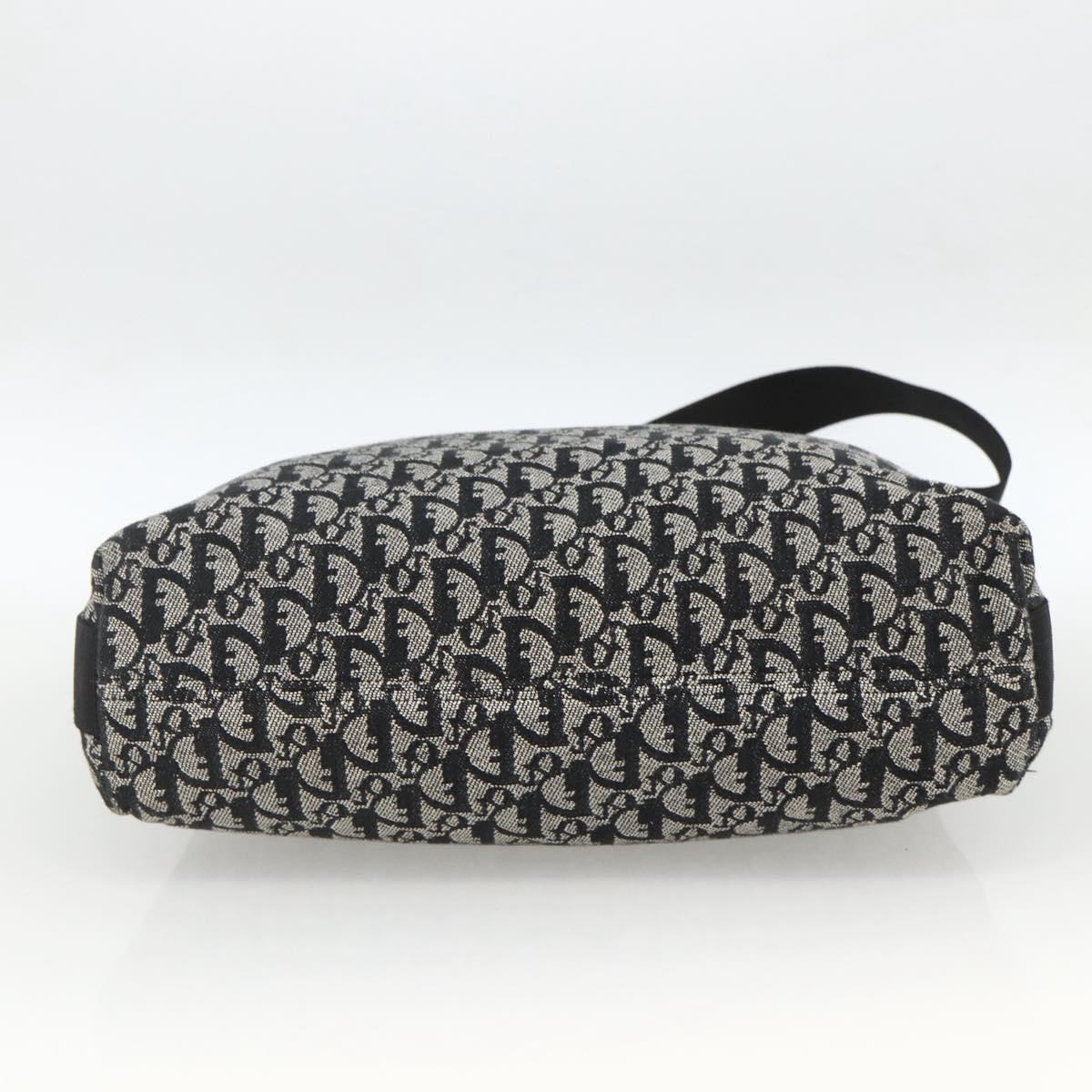 Christian Dior Trotter Canvas Shoulder Bag Black Silver Auth 174057A